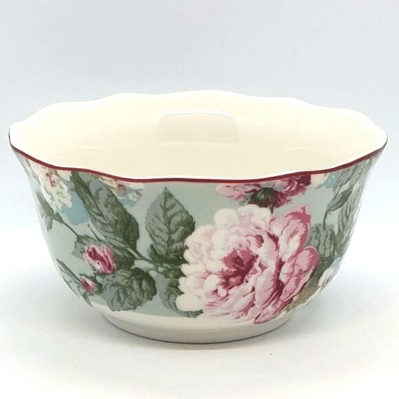 222 Fifth PTS English Rose Ruffle Edge China Cereal Bowl - Picture 6 of 7